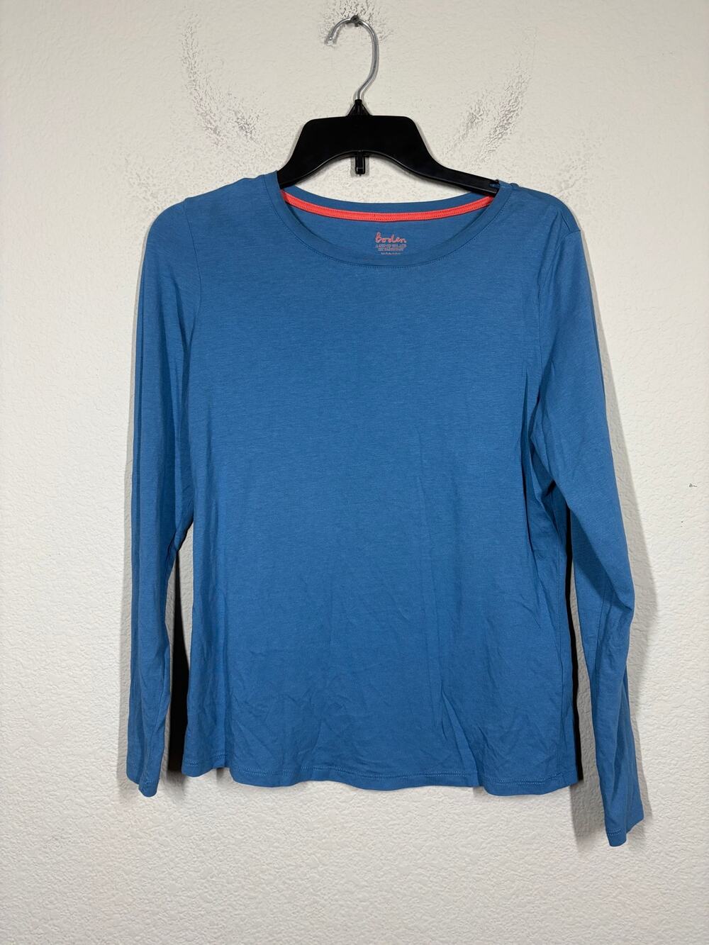 Boden Size 8 Shirt Blue A Cup Of Tea Supersoft Cotton Blend Pullover Long Sleeve